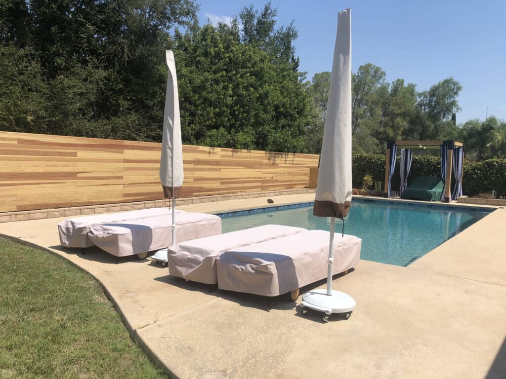 cedar horizontal slat pool privacy fence