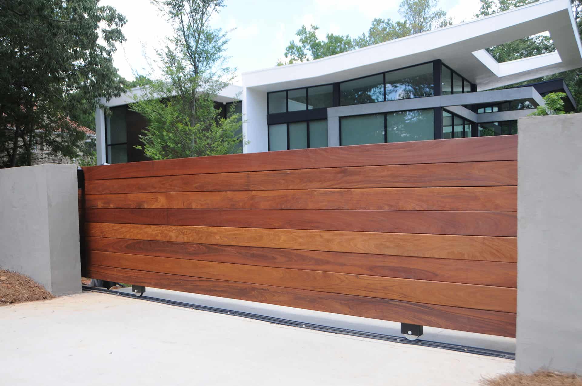 Homepage ipe wood horizontal sliding driveway gate