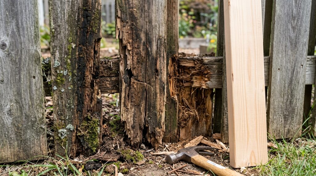 wood fence rot repair when to repair or replace yo 1787673930966